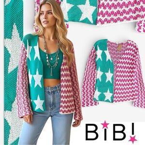 New BiBi Crochet Knit Cardigan Women's Small ONE Of A KIND Original Sample